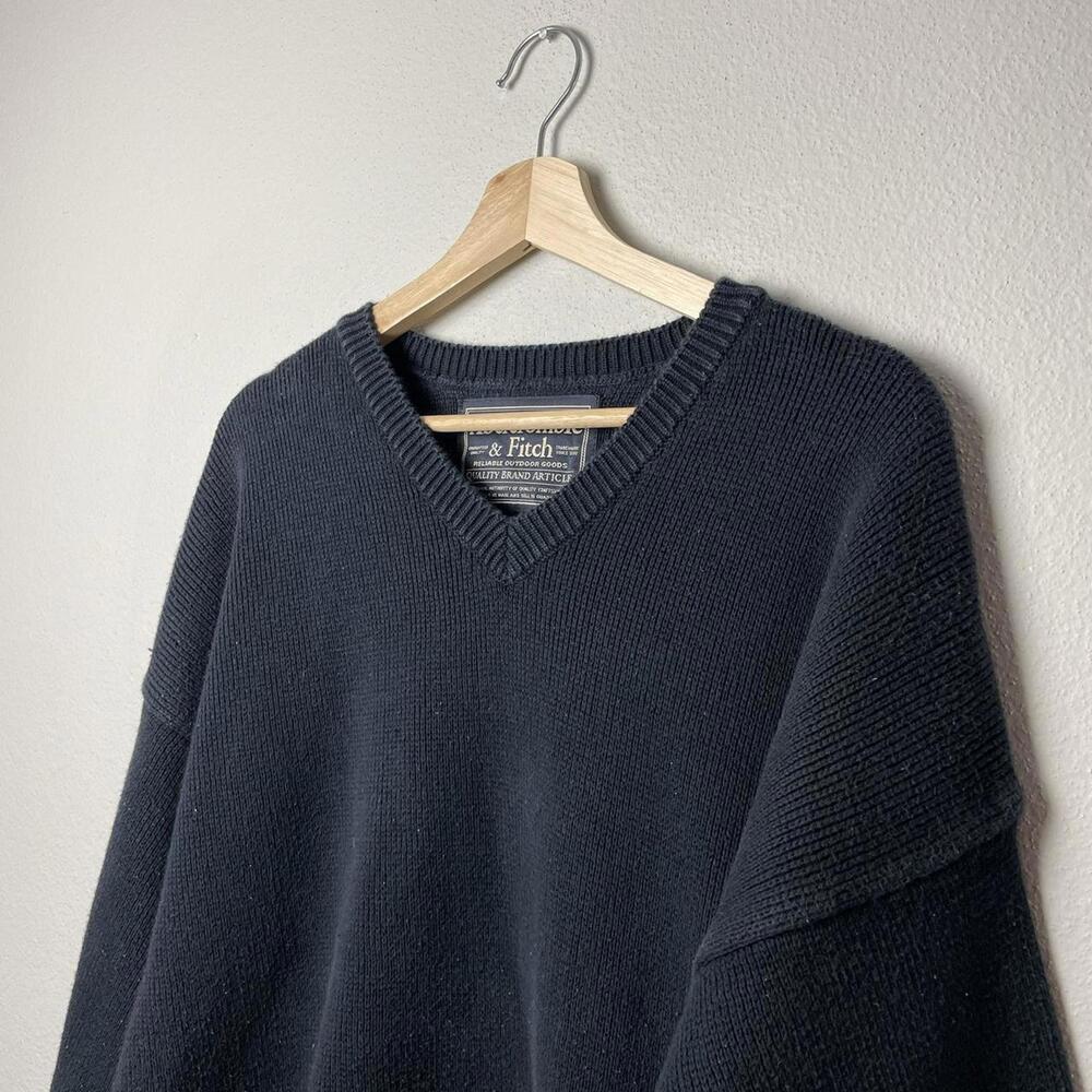 vintage abercrombie & fitch striped hem knit sweater navy cream olive